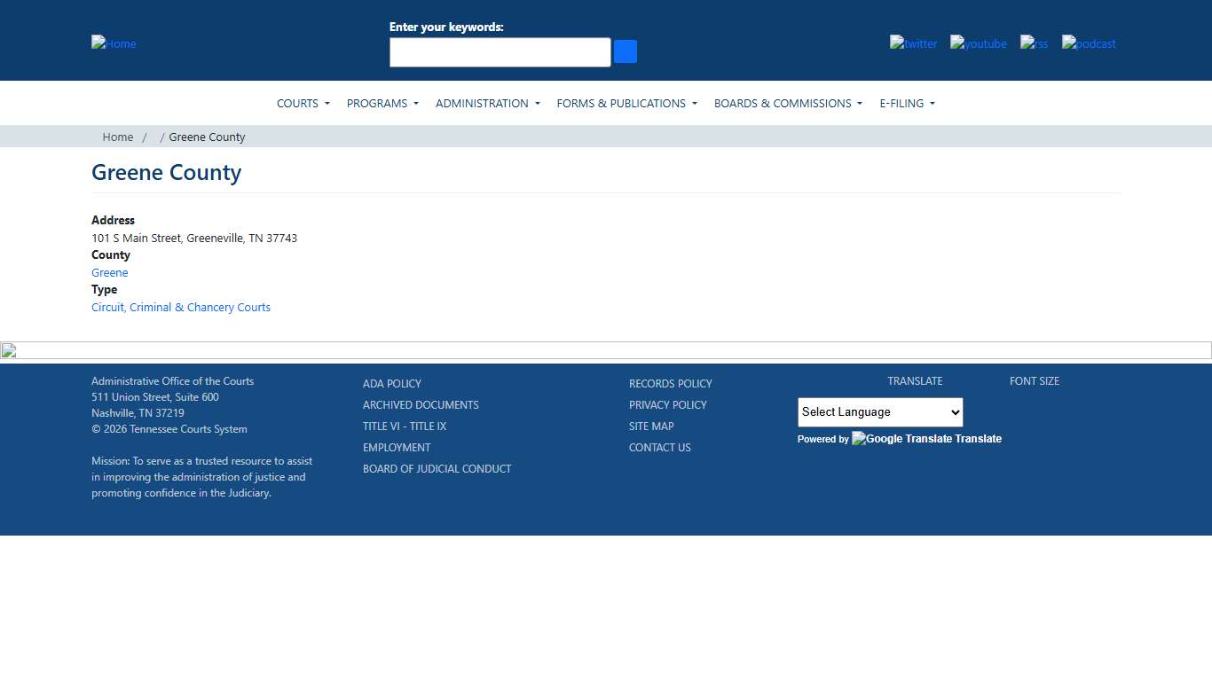 Greene County | Tennessee Administrative Office of the Courts